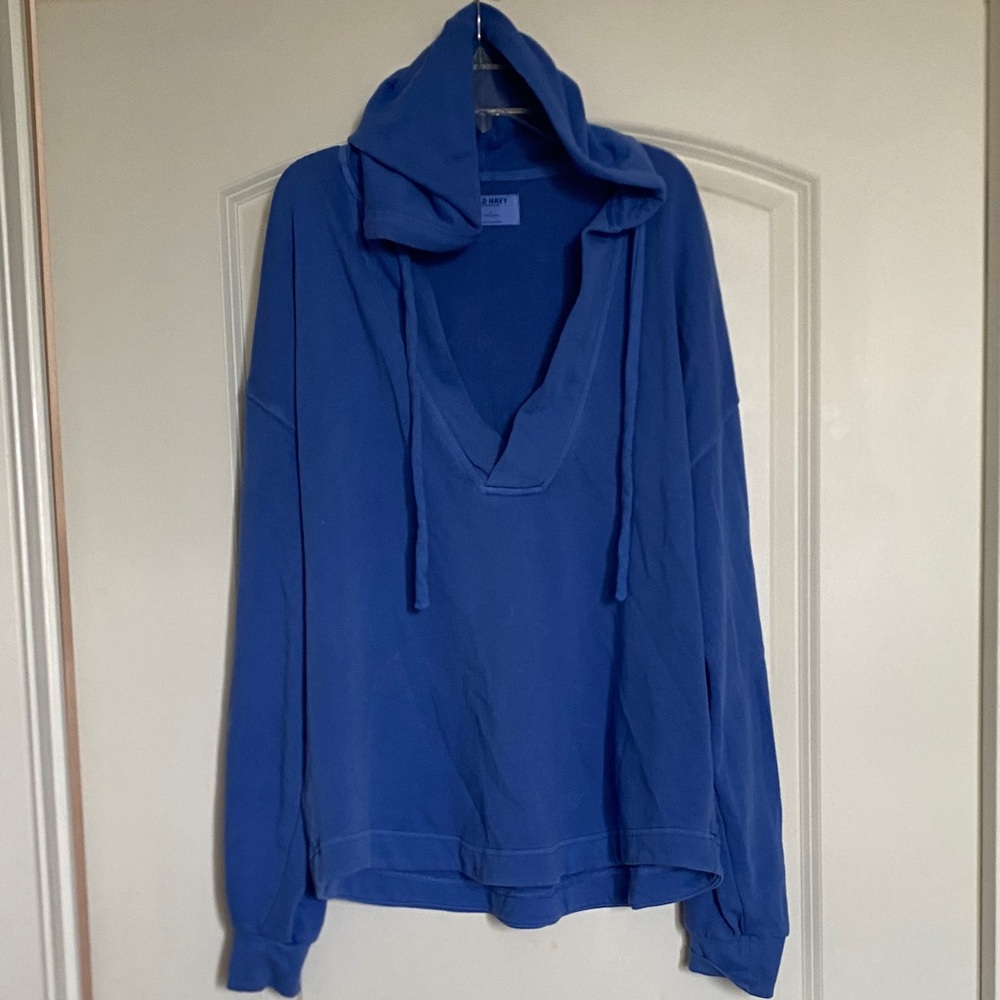 Old Navy Royal Blue V-Neck Hooded Sweatshirt
